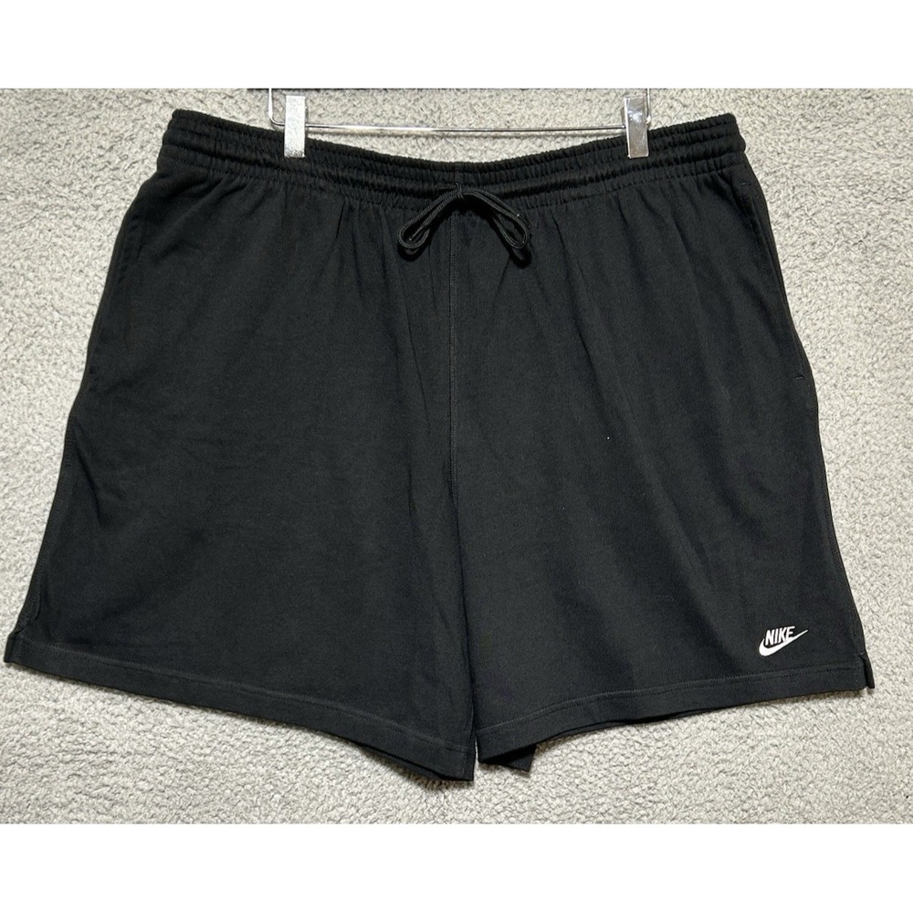 Nike Club French Terry Fleece Mid Thigh Shorts Mens 2XL Black FQ4369-010 NWT
